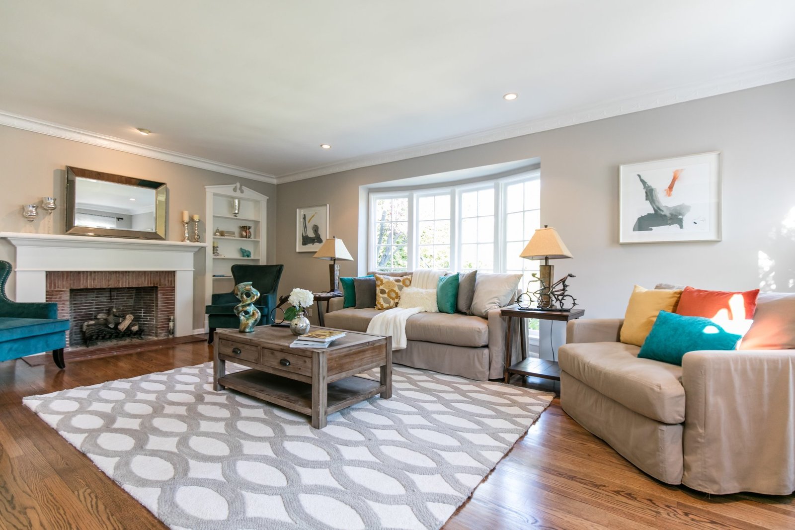Living room with fireplace
