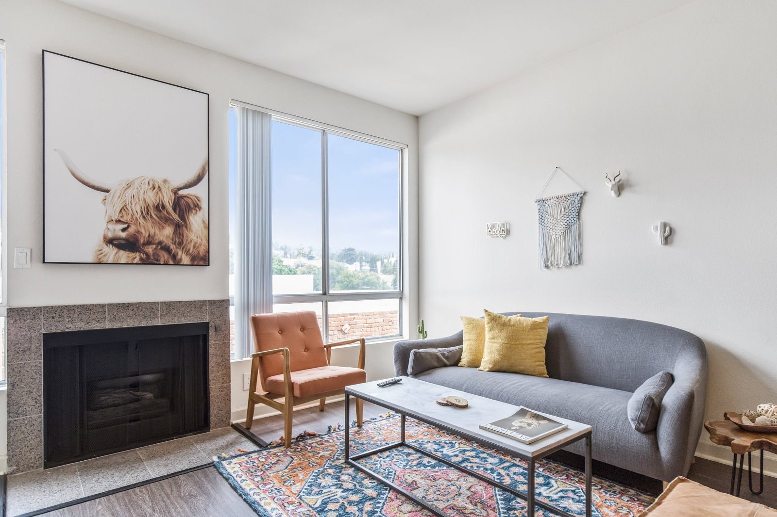 Living room with fireplace